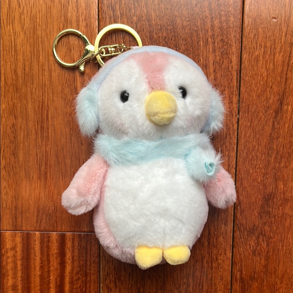 Plush Penguin with earmuffs Keychain